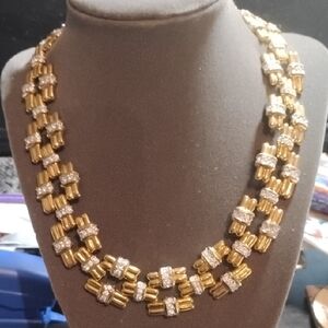 Luxurious Gold Tone and Crystal Choker Women's Necklace, Unbranded